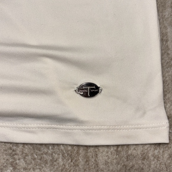 NWT 3X Tahari long sleeve tunic tee cream and brown ringer round collar light - Picture 4 of 6